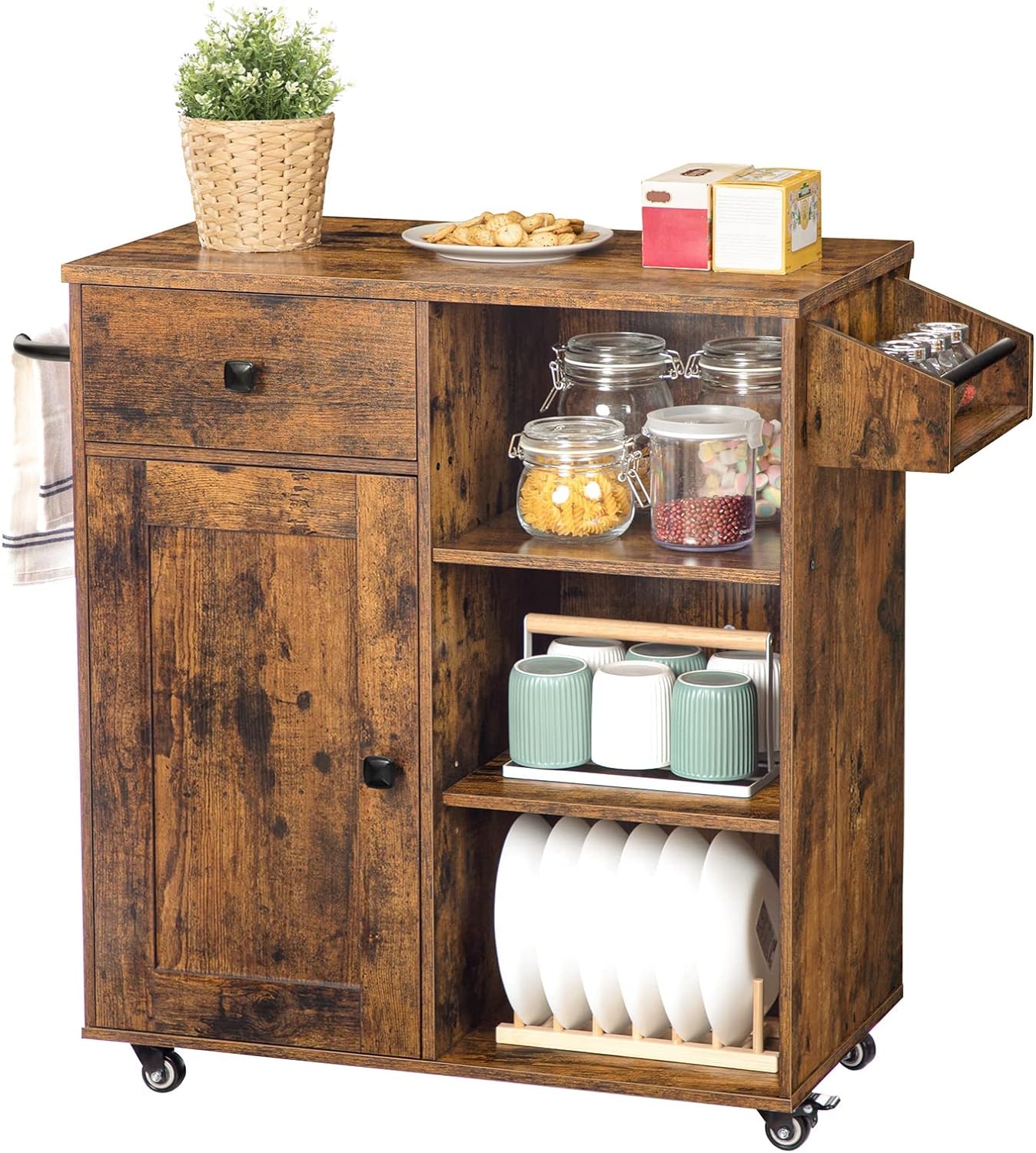 Amazon.com: HOOBRO Kitchen Island, Storage Cabinet with Drawer